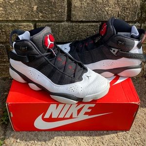 Jordan 6 rings black, white, gym red. Size 9.5 does not come with original box